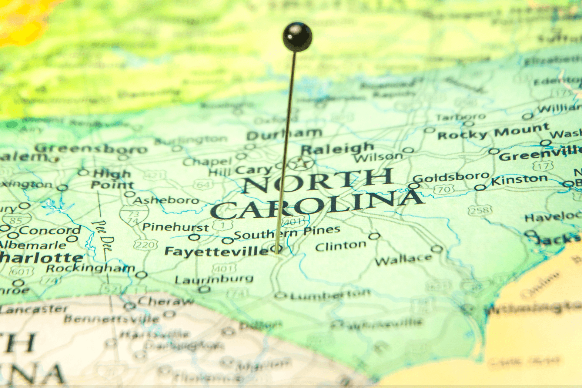 North Carolina on the map